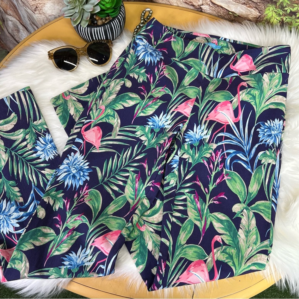 J. MCLAUGHLIN Stretch Tropical Leaf and Floral Print Pants, 2 - Picture 2 of 9